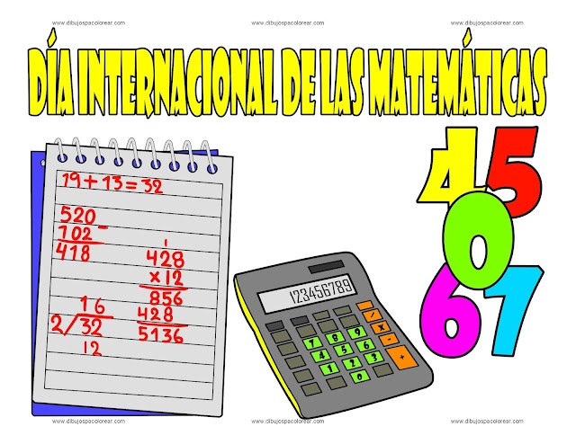 Dia internacional de las matemáticas dibujo a color y para colorear